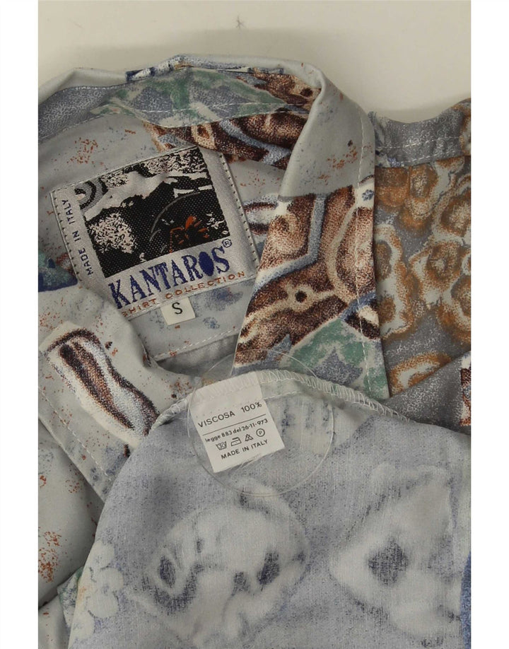Kantaros Herrenhemd, klein, blau, Patchwork-Viskose