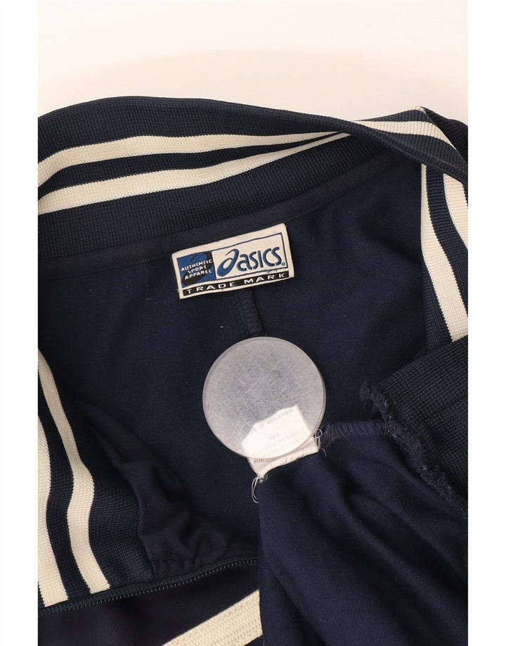 ASICS Herren-Trainingsanzug-Top-Jacke XL, Marineblau, Farbblock-Polyester