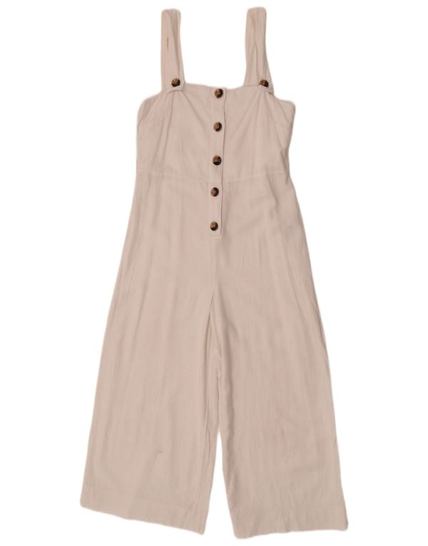 Topshop Damen-Overall, ärmellos, UK-Größe 8, Größe S, weißes Leinen