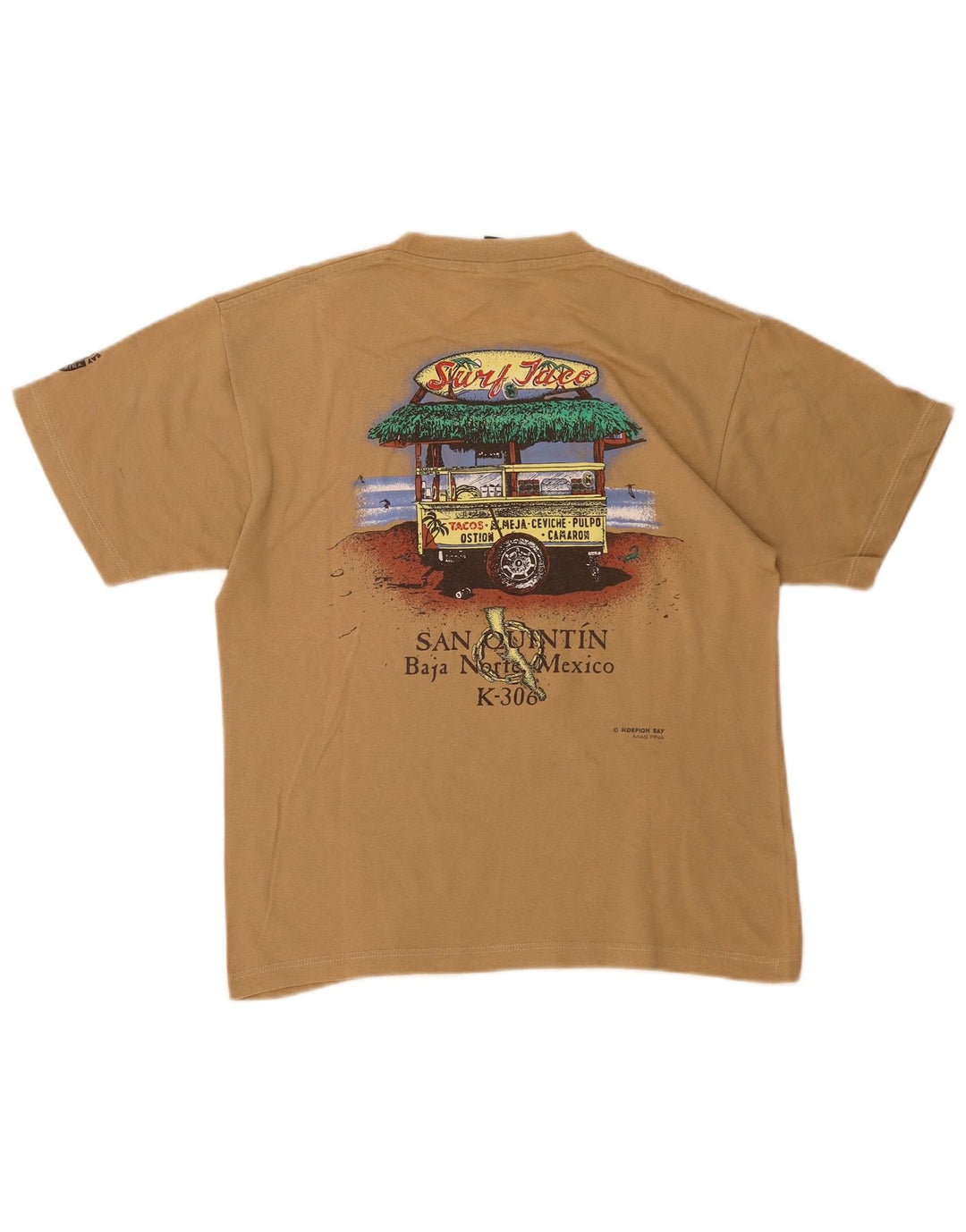 SCORPION Herren-T-Shirt mit Grafik, Größe S, Beige, Baumwolle