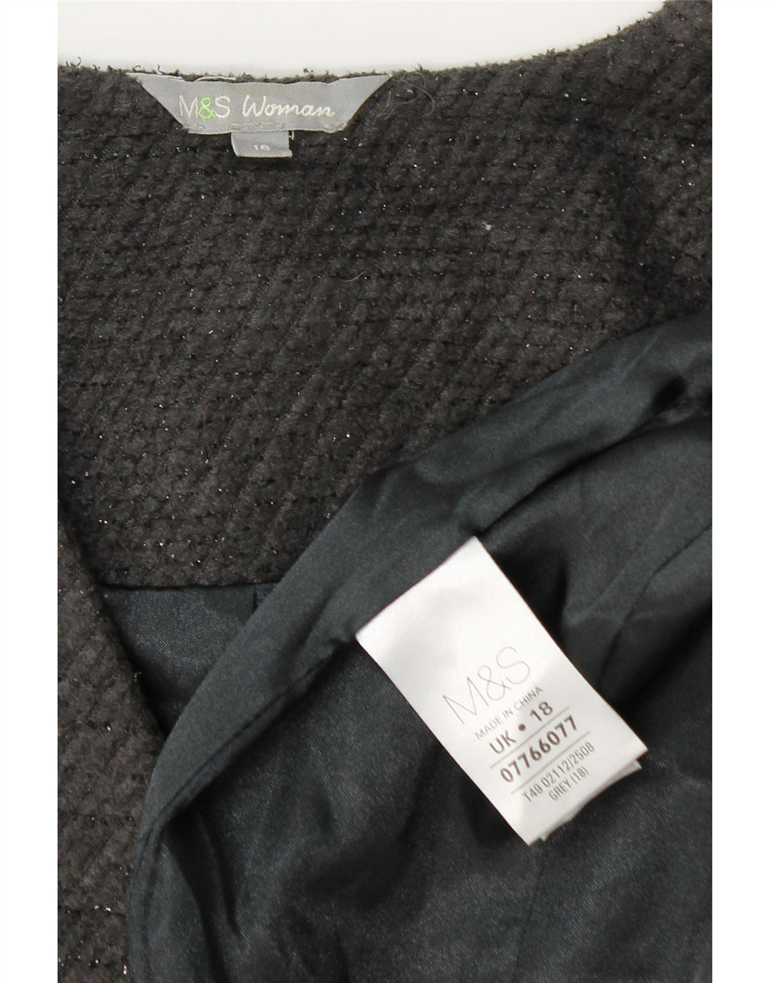 Marks & Spencer Damen Offener Mantel UK 18 XL Grau Polyester