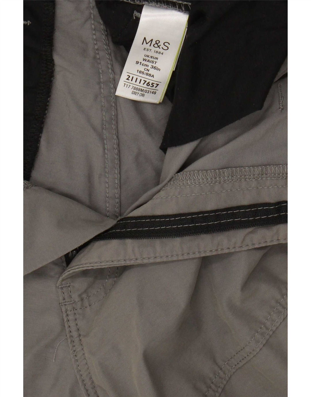 Marks & Spencer Herren-Cargoshorts, Größe L, W36, graue Baumwolle