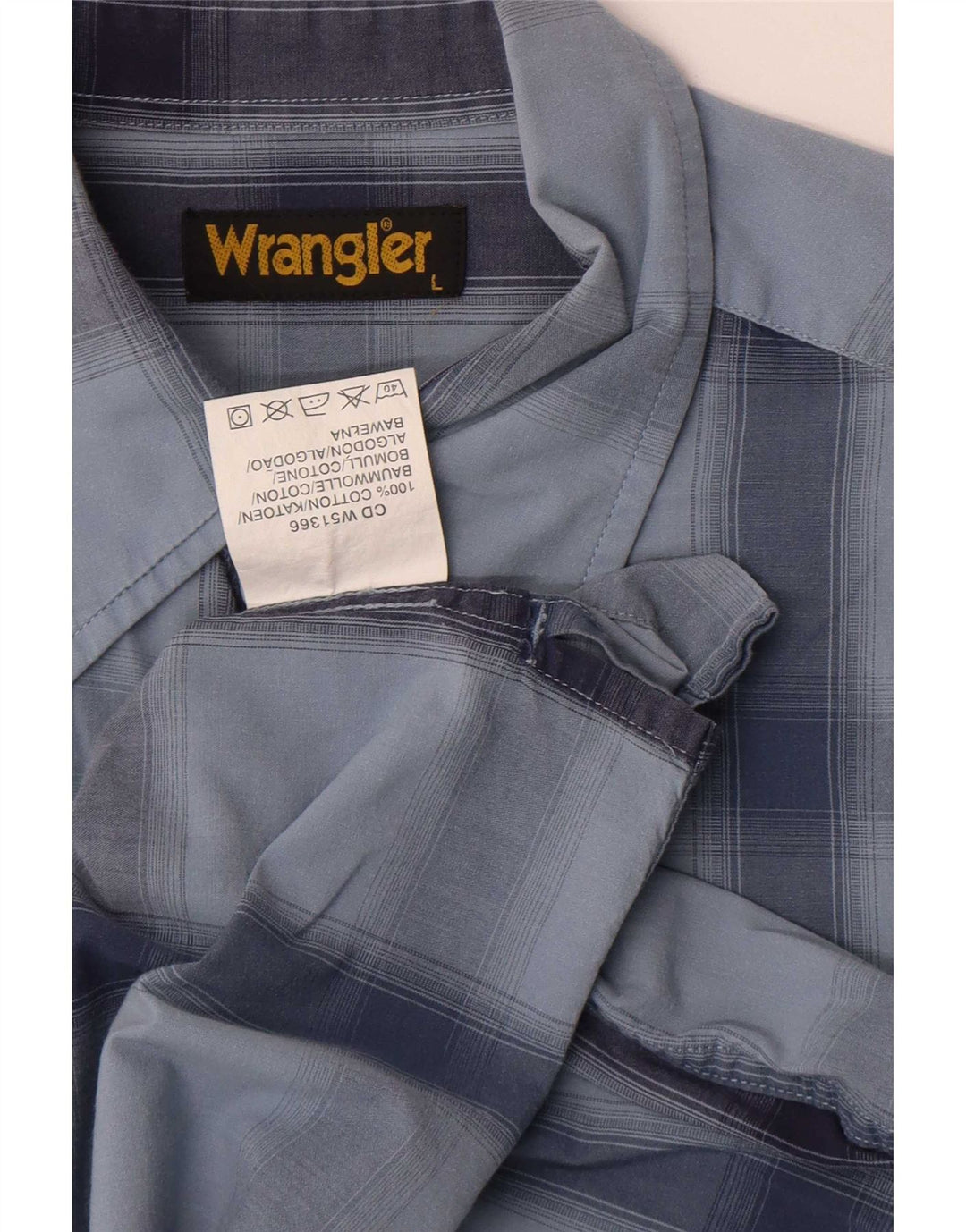 Wrangler Herren-Kurzarmhemd, groß, blau kariert, Baumwolle
