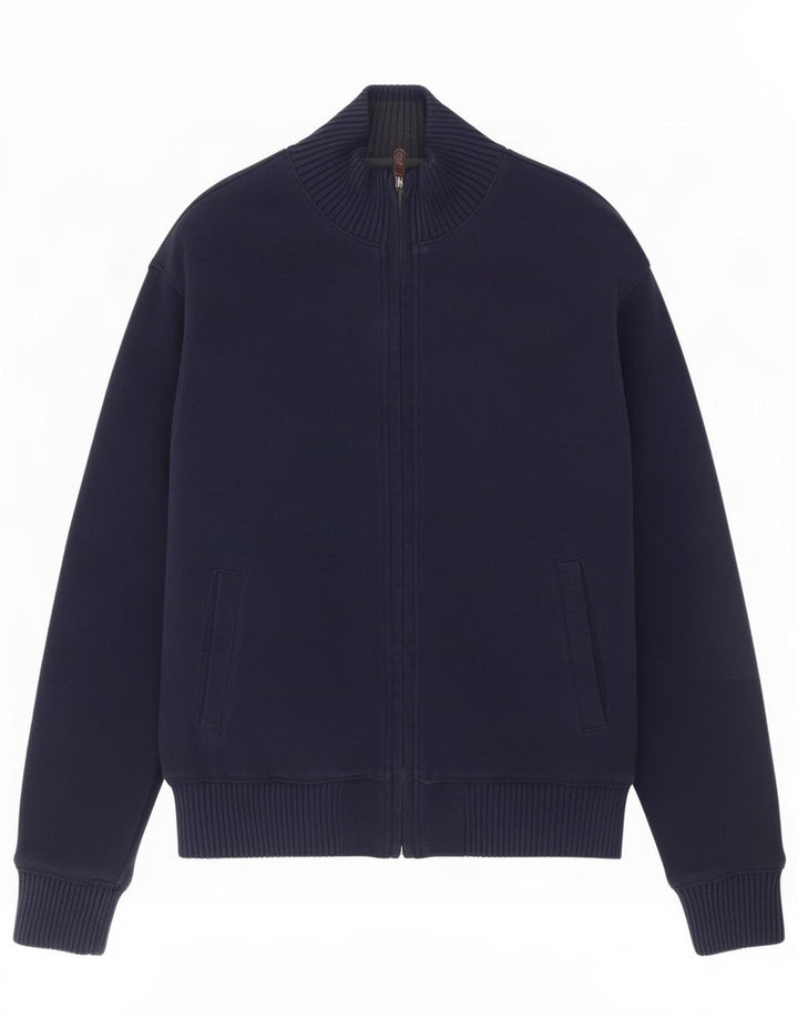 Marks & Spencer Herren-Cardigan-Pullover „Harbor“ in Blau aus mittelblauer Baumwolle