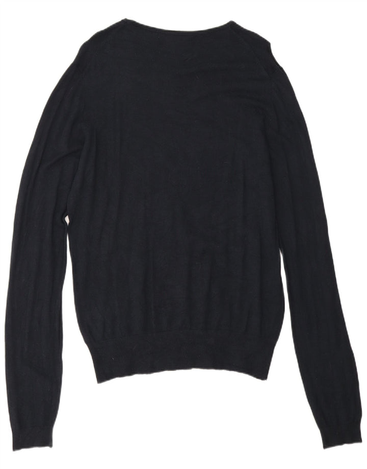 Zara Herren-Pullover mit U-Boot-Ausschnitt, Größe L, Marineblau