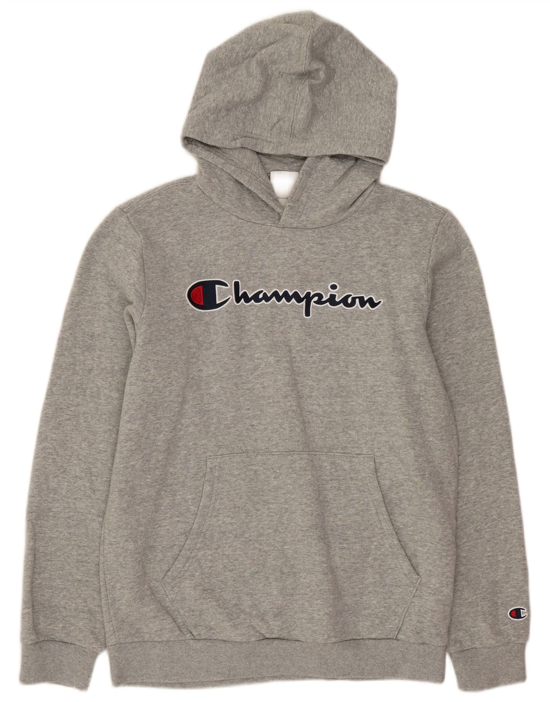 CHAMPION Boys Graphic Hoodie Jumper 13-14 Years XL Grey Cotton
