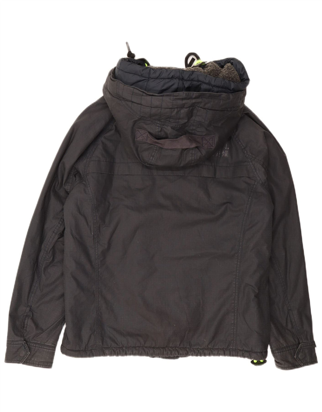 Superdry Herren-Windbreakerjacke mit Kapuze, UK 40, großes marineblaues Logo