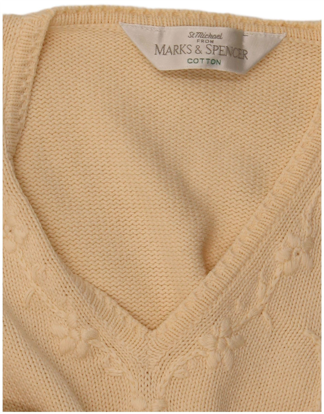 Marks & Spencer Damen-Pullover mit V-Ausschnitt, Gr. 12, Mittelbeige mit Blumenmuster