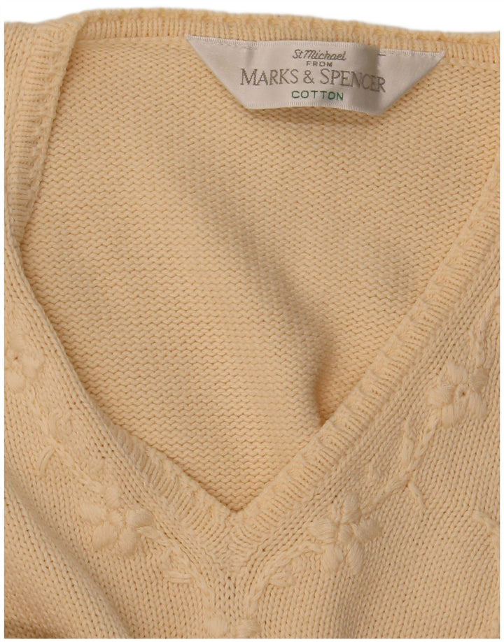 Marks & Spencer Damen-Pullover mit V-Ausschnitt, Gr. 12, Mittelbeige mit Blumenmuster