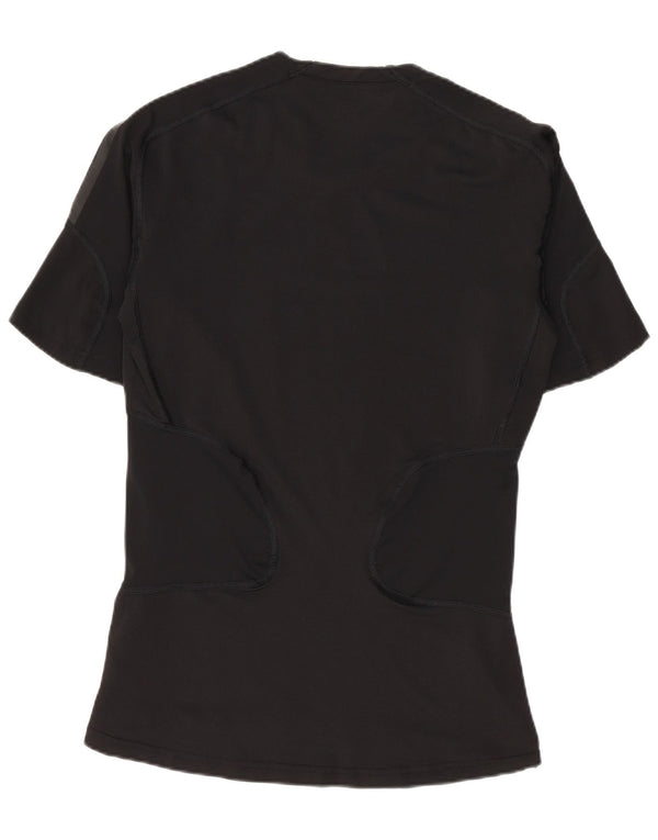 Adidas Damen T-Shirt Top UK 12 Medium Schwarz Polyamid