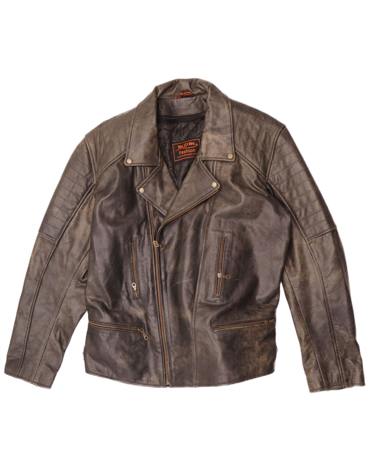 MDM Herren Leder Bikerjacke UK 42 XL Graues Leder