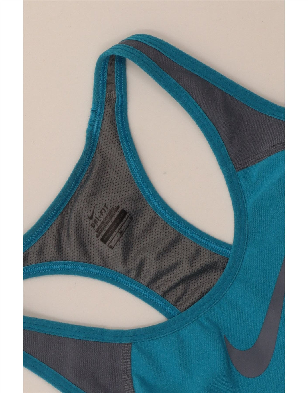 NIKE Damen Dri Fit Grafik-Trägershirt UK 12 Mittelblauer Farbblock