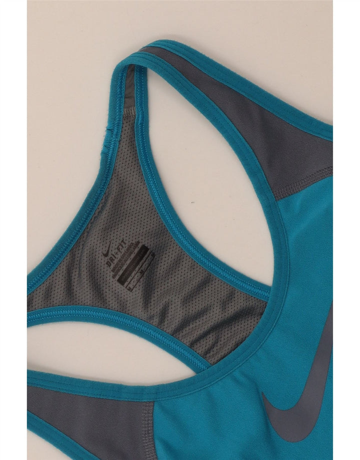NIKE Damen Dri Fit Grafik-Trägershirt UK 12 Mittelblauer Farbblock