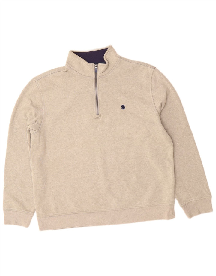 IZOD Herren-Sweatshirt mit Reißverschluss am Hals, mittelgraue Baumwolle