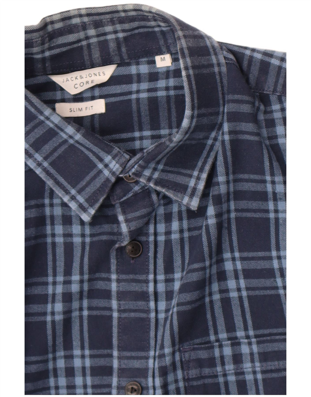 Jack & Jones Slim-Fit-Flanellhemd für Herren, Mittelblau kariert