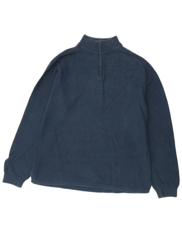 Izod Herren-Pullover mit Reißverschluss am Hals, groß, aus blauer Baumwolle