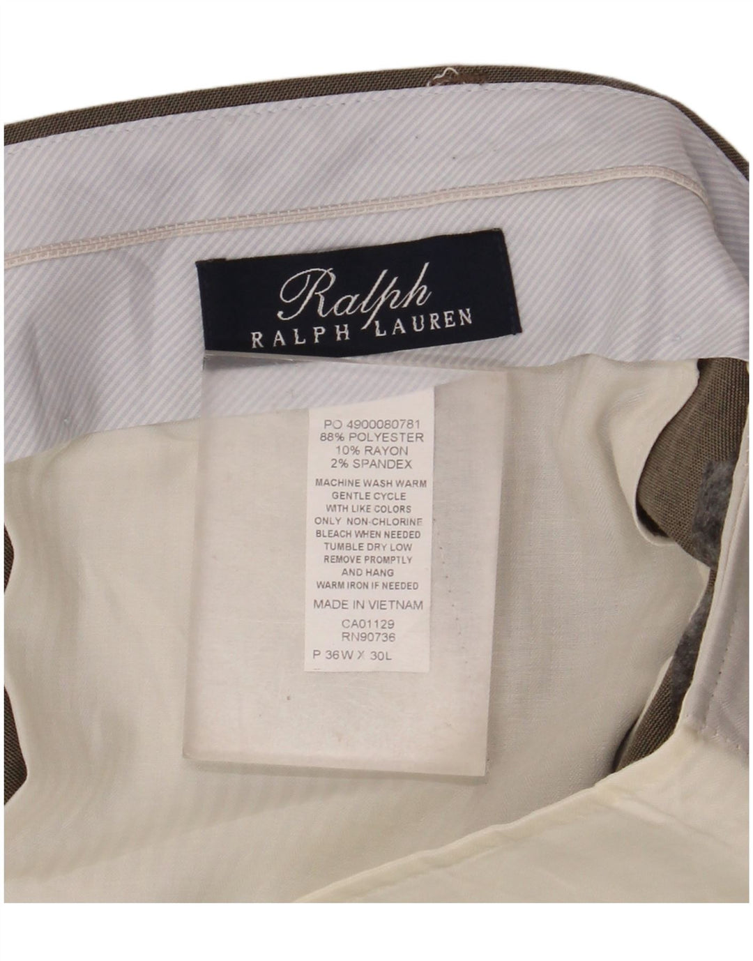 Gerade Anzughose für Herren von Ralph Lauren, W36, L30, Beige, Polyester
