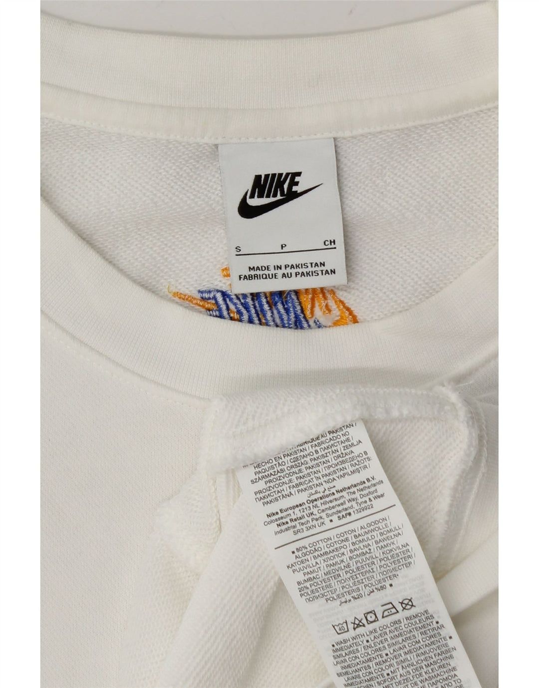 Nike Herren-Sweatshirt mit Grafik, Größe S, weiße Baumwolle