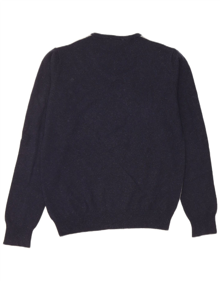 Fila Herren-Pullover mit V-Ausschnitt, groß, marineblau, Farbblock-Lammwolle