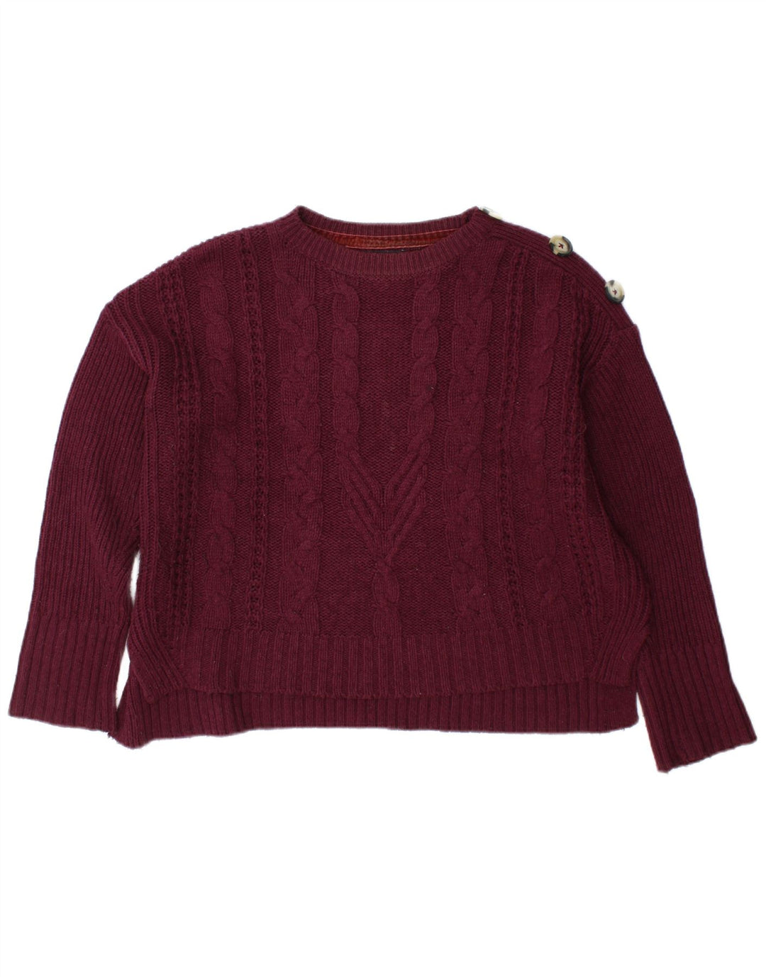Marks & Spencer Damen-Pullover mit Rundhalsausschnitt, Gr. 12, mittleres Burgunderrot