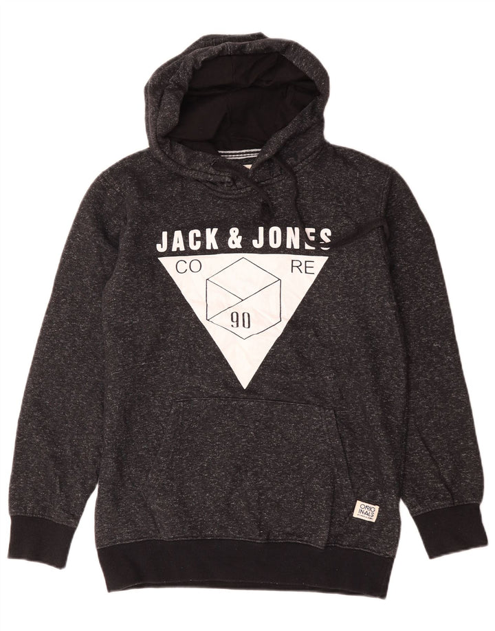 Jack & Jones Herren-Kapuzenpullover mit Grafik, mittelschwarz meliert