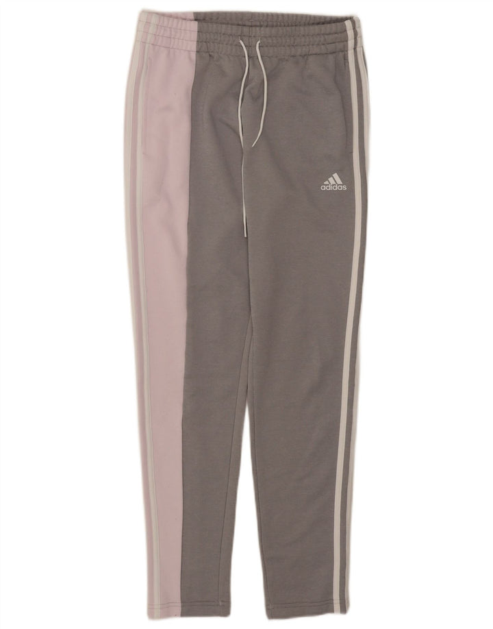 Adidas Damen-Trainingshose UK 8/10 Small Graues Colourblock-Polyester