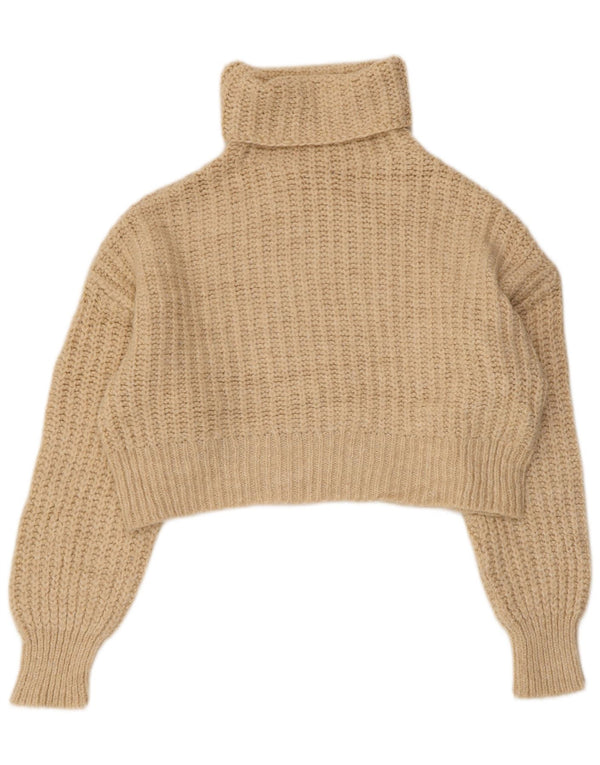Zara Damen Crop Oversized Rollkragenpullover Pullover UK 10 Small Beige