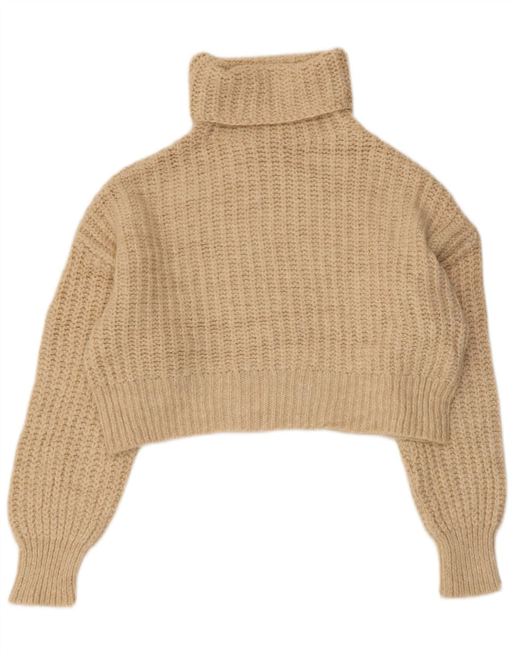 Zara Damen Crop Oversized Rollkragenpullover Pullover UK 10 Small Beige