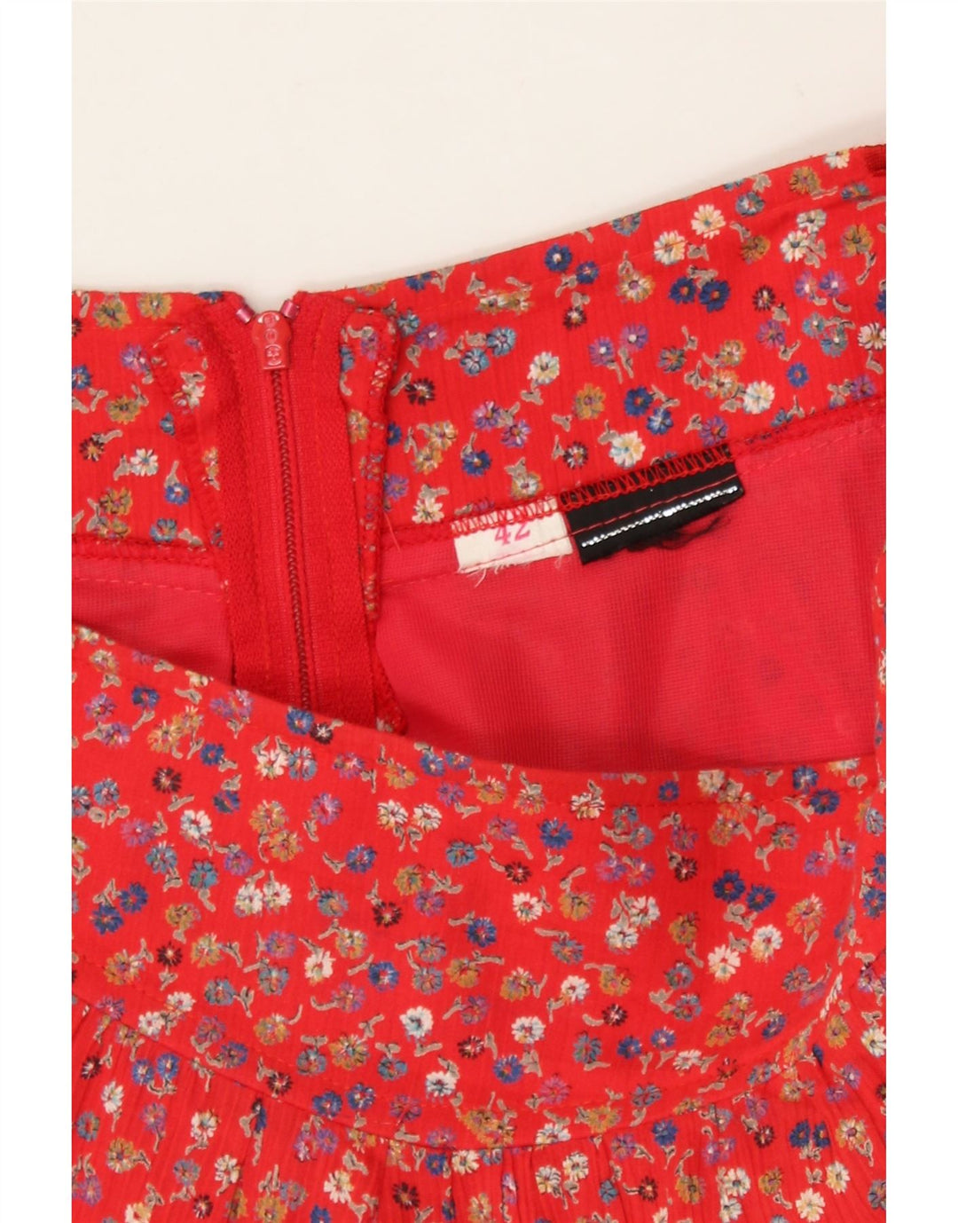 VINTAGE Damen A-Linienrock IT 42 Medium W30 Rot geblümt