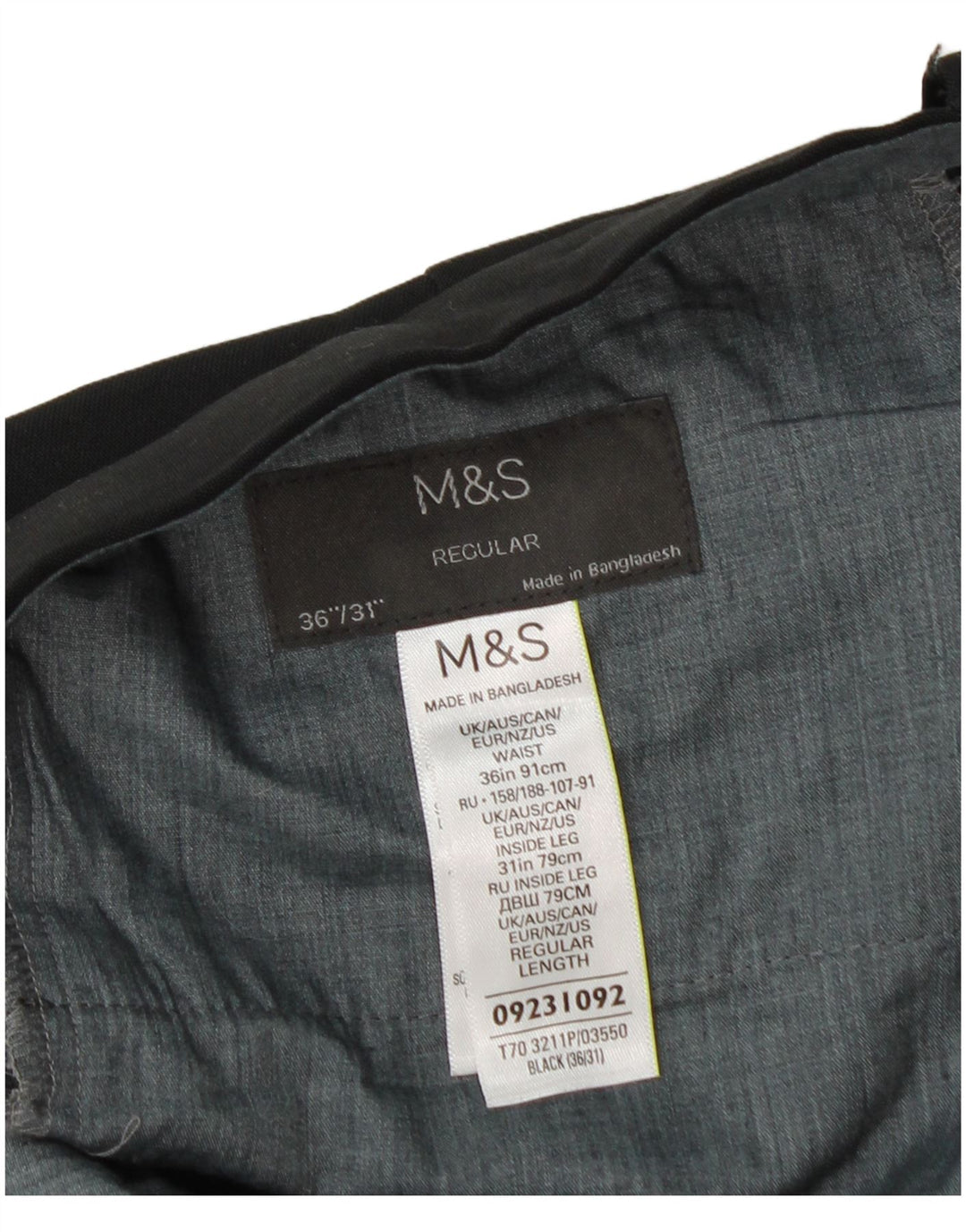 Marks & Spencer Herren-Anzughose, gerade, normal, W36, L31, Schwarz, Polyester