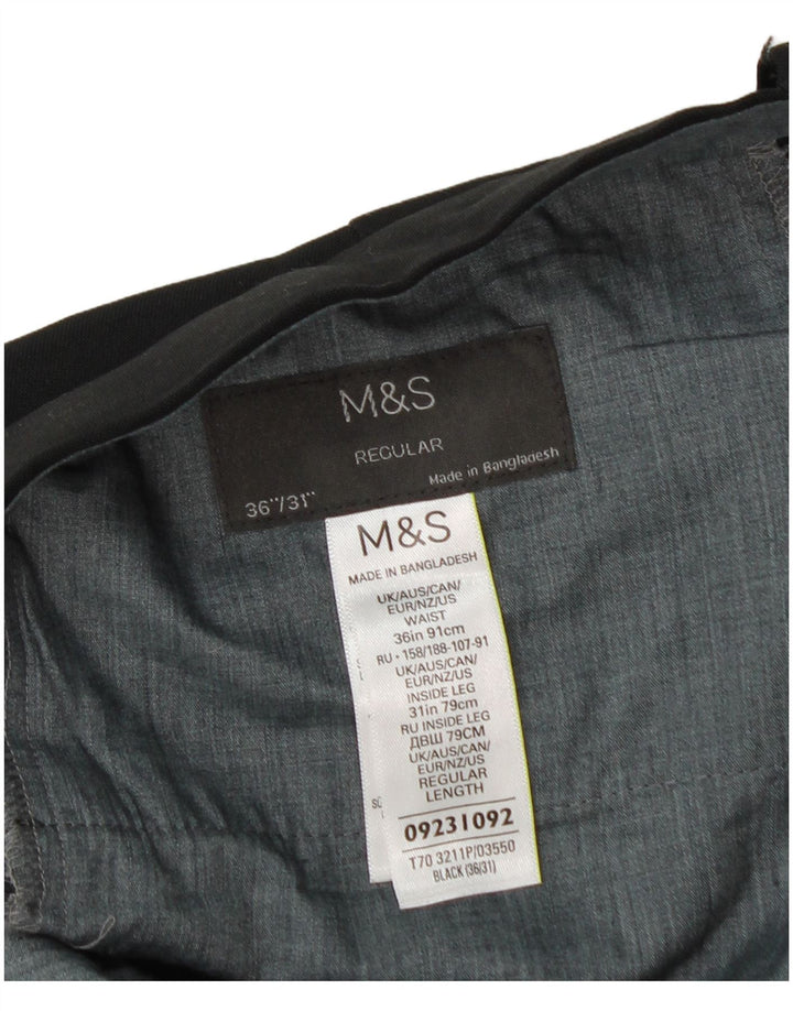Marks & Spencer Herren-Anzughose, gerade, normal, W36, L31, Schwarz, Polyester