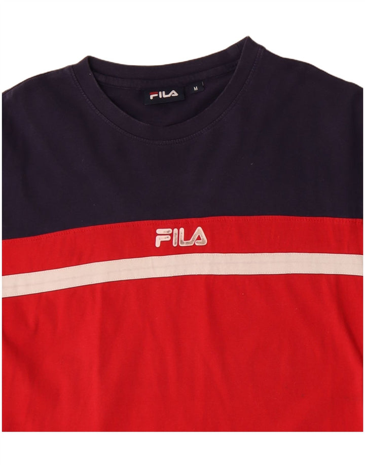 Fila Herren Grafik-T-Shirt-Oberteil aus mittelroter Colourblock-Baumwolle
