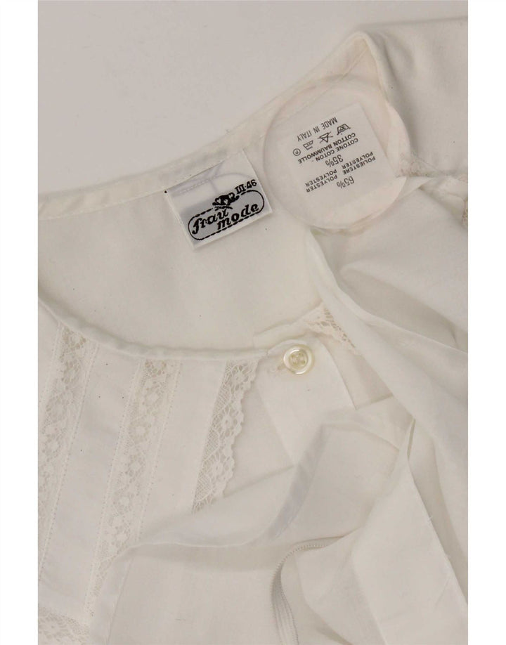 Vintage Damen Ärmellose Hemdbluse IT 46 Großes weißes Polyester