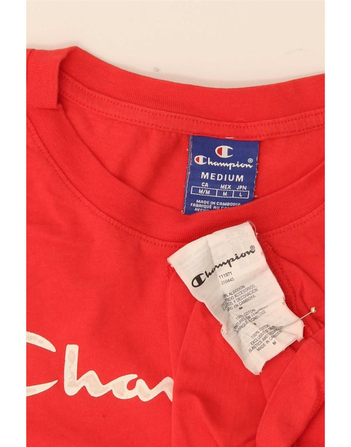 Champion Womens Graphic T-Shirt Top UK 14 Mittelrote Baumwolle