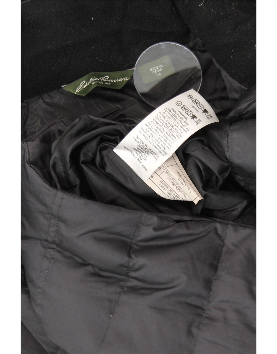 EDDIE BAUER Damen Übergroßer, wattierter Mantel mit Kapuze, UK 6, XS, Schwarz, Polyester