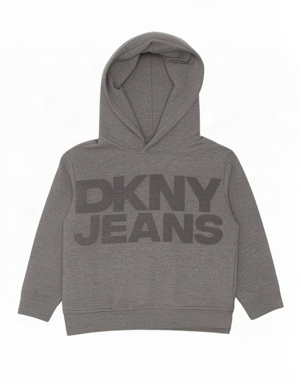 Dkny Jungen-Pullover mit grafischem Kapuzenpullover, 2–3 Jahre, grau gefleckte Baumwolle