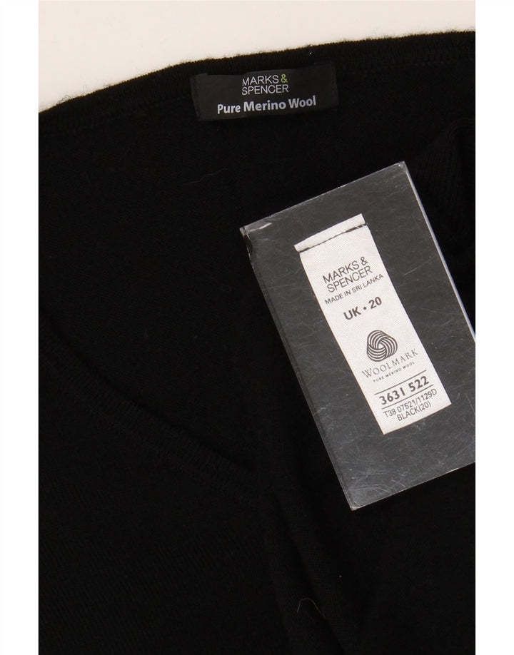 Marks & Spencer Damen-Pullover mit V-Ausschnitt, UK 20 2XL, schwarze Wolle