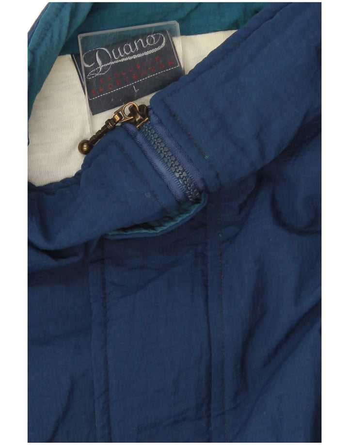 Vintage Herren Bomberjacke UK 40 Großes marineblaues Colourblock-Nylon