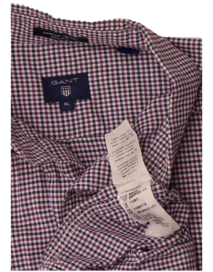 Gant Herren-Hemd mit normaler Passform, XL, lila Gingham-Baumwolle