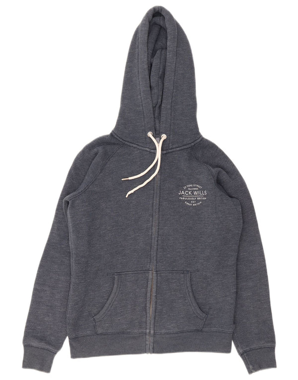 Jack Wills Damen-Kapuzenpullover mit Reißverschluss, UK 12, mittelmarineblaue Baumwolle