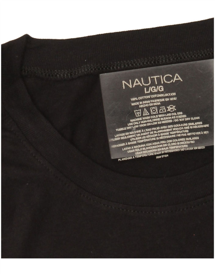 Nautica Herren T-Shirt Top Large Schwarz Baumwolle