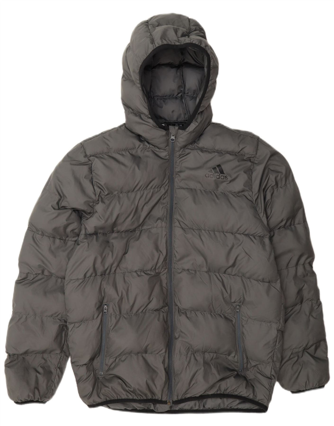 Adidas Jungen wattierte Jacke mit Kapuze, 15–16 Jahre, graues Polyester