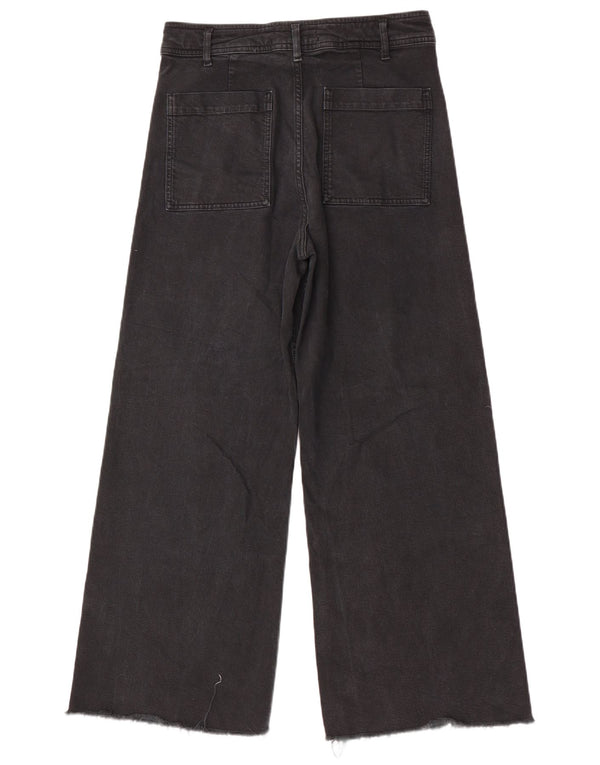 Zara Damen The Marine Straight Wide Leg Jeans EU 42 Large W32 L29 Schwarz