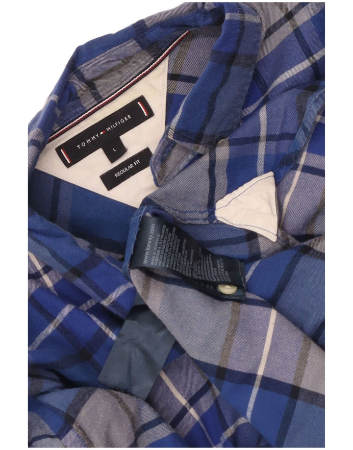 Tommy Hilfiger Herren-Hemd mit normaler Passform, groß, blau kariert, Baumwolle