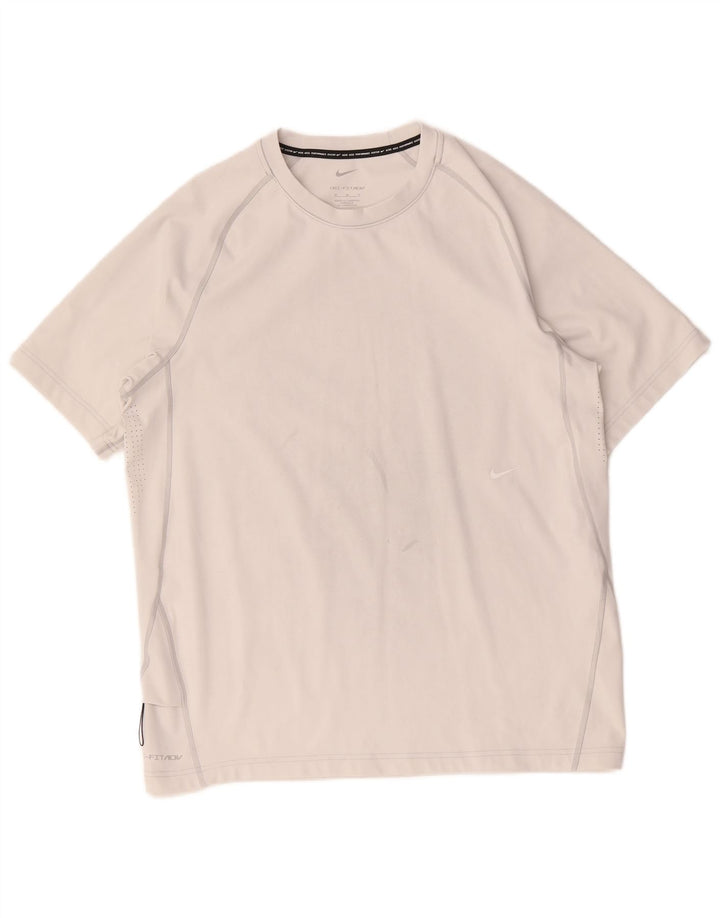 Nike Herren Dri Fit T-Shirt-Oberteil aus mittelgrauem Polyester