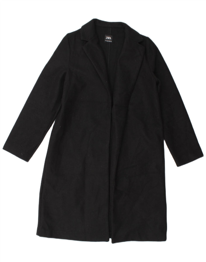 Zara Womens Open Overcoat UK 14 Mittelschwarzes Polyester