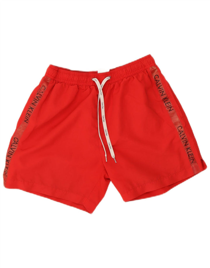Calvin Klein Herren Badeshorts mit Grafik, Mittelrotes Polyester