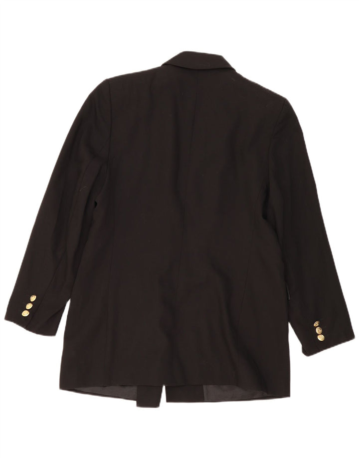Marks & Spencer Damen Zweireiher-Blazerjacke, Größe 14, schwarze Schurwolle