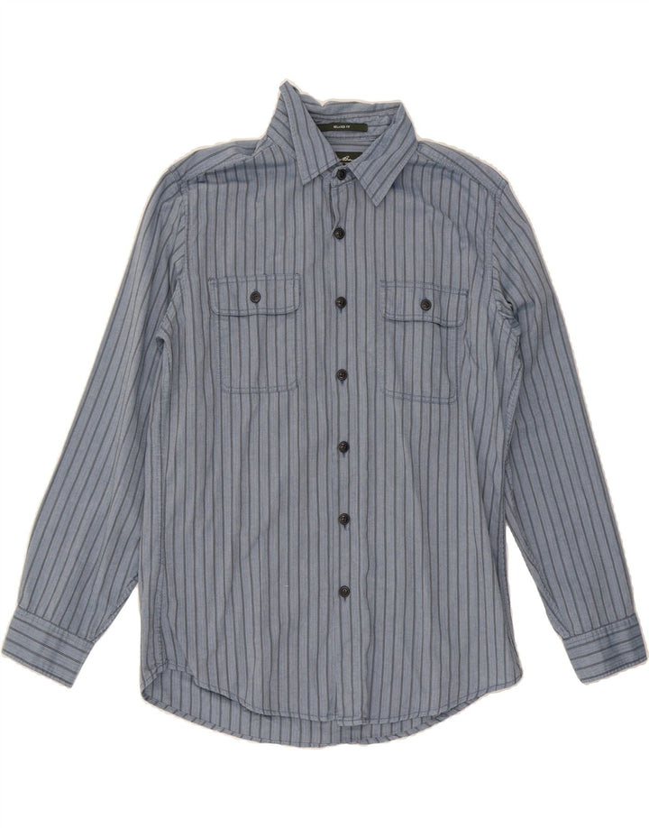 EDDIE BAUER Mens Relaxed Fit Shirt Small Blue Striped Cotton Vintage Eddie Bauer and Second-Hand Eddie Bauer from Messina Hembry 