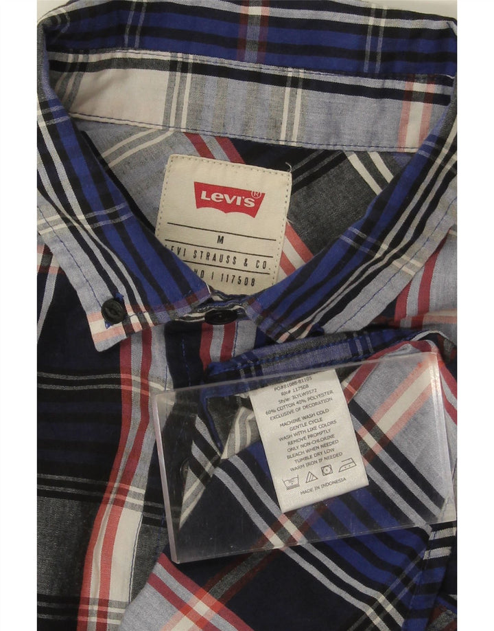 LEVI'S Mens Shirt Medium Navy Blue Check Cotton